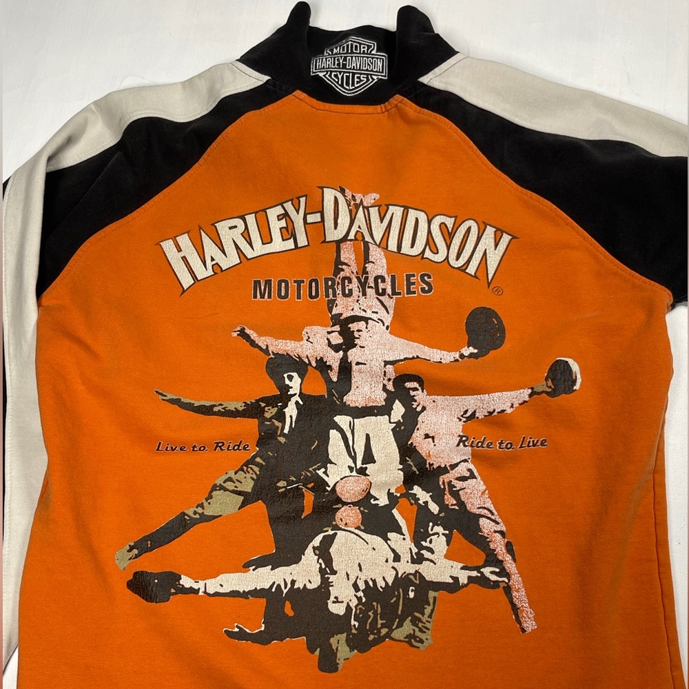 Harley-Davidson Orange and Black Zip-Front Hoodie M